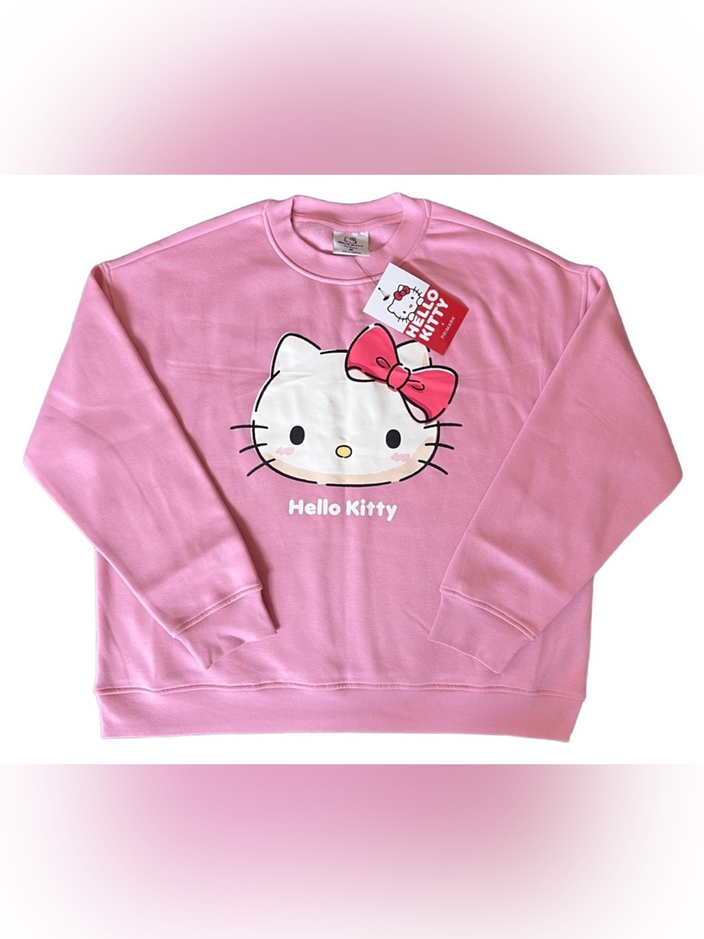 Womens Pink Hello Kitty Cotton Blend Sweatshirt